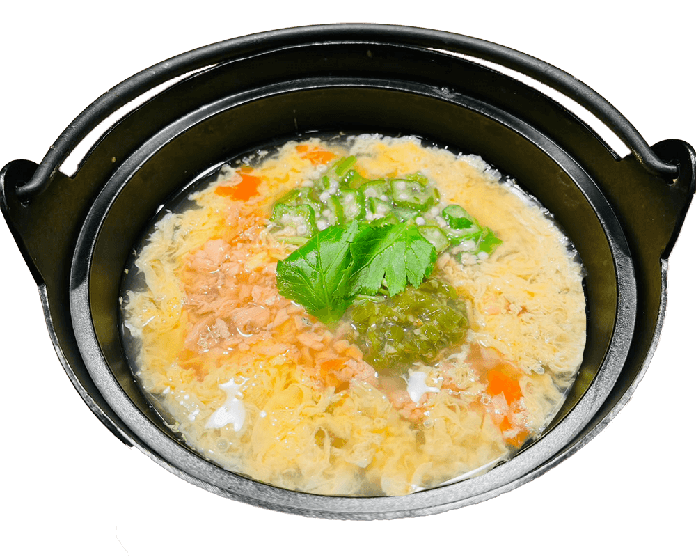 しゃけ×オクラ×わさび雑炊